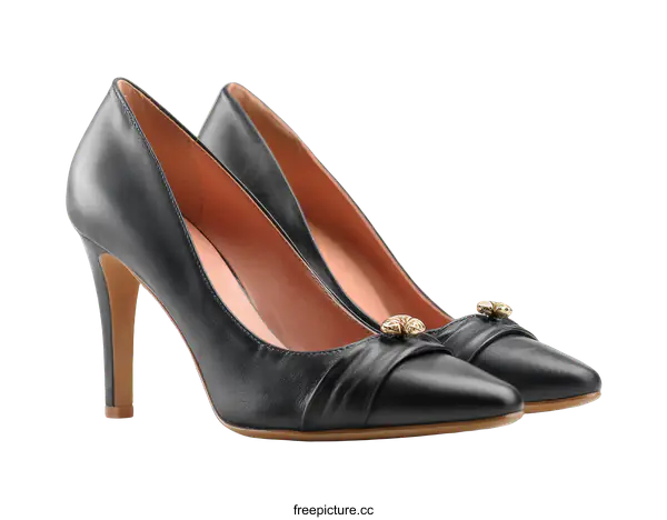 [Transparent Background PNG]Elegant Black High Heels with Decorative Accents
