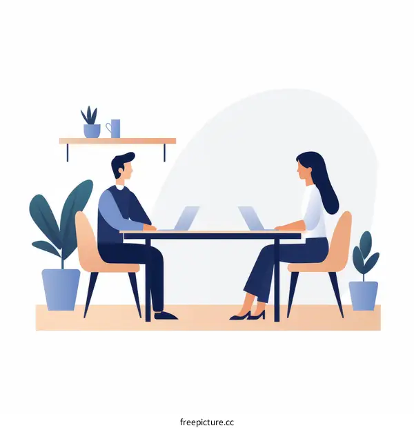 Business meeting between a man and a woman