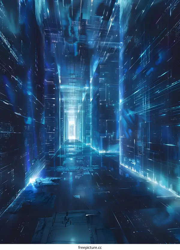 Blue technology tunnel