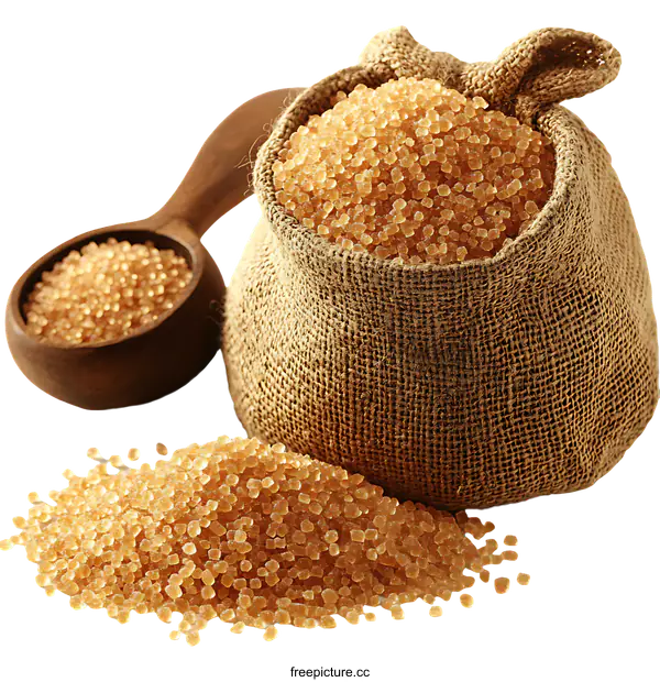 [Transparent Background PNG]Brown Sugar in a Burlap Sack