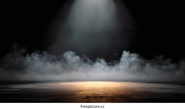 Empty Stage with Spotlight and Smoke