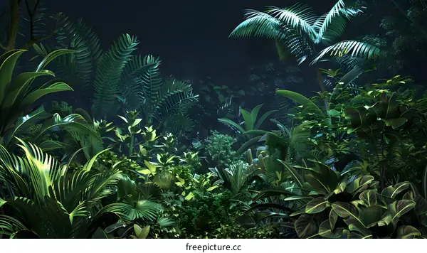 Tropical Rainforest Background With Lush Greenery