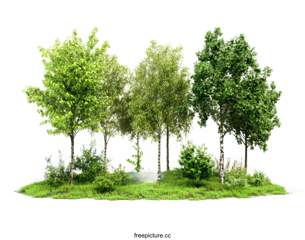 [Transparent Background PNG]Green Trees and Grassy Island Illustration