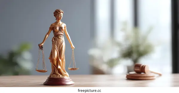 Golden Statue of Justice with Scales