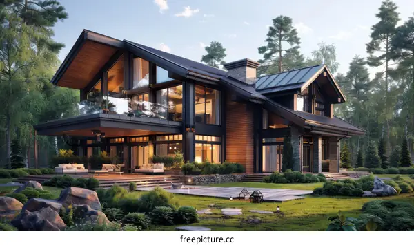 Modern Luxurious House in a Forest Landscape