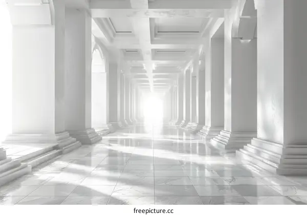 Long Bright White Marble Hallway Interiors