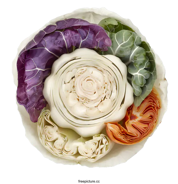 [Transparent Background PNG]Closeup Of Different Cabbage Varieties