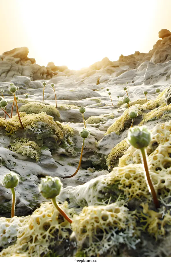 Abstract Landscape with Lichen and Sun