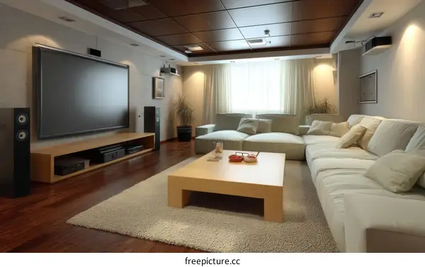 Modern Home Theater Room Design Illustration