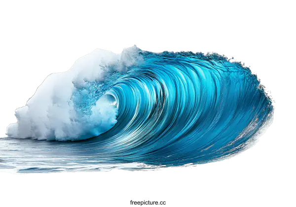 [Transparent Background PNG]Powerful Ocean Wave in Vivid Blue