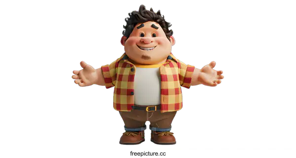 [Transparent Background PNG]Friendly cartoon character welcoming with open arms