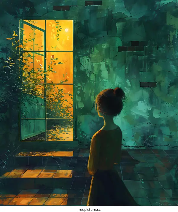 girl looking out the window