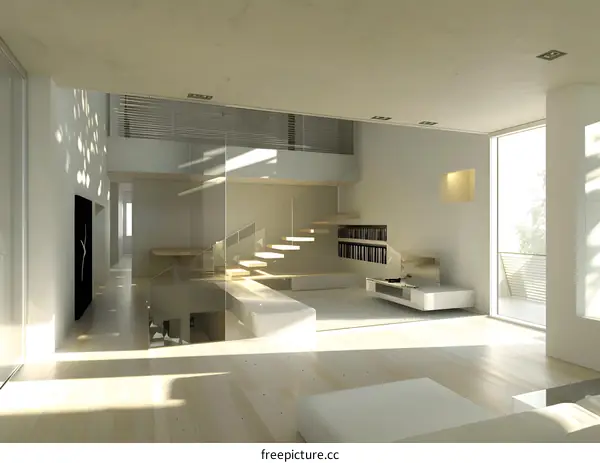 Modern Minimalist Home Interior Design with White Walls and Wooden Floors