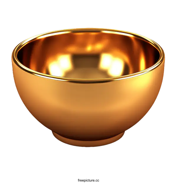[Transparent Background PNG]Golden Bowl Isolated on White Background