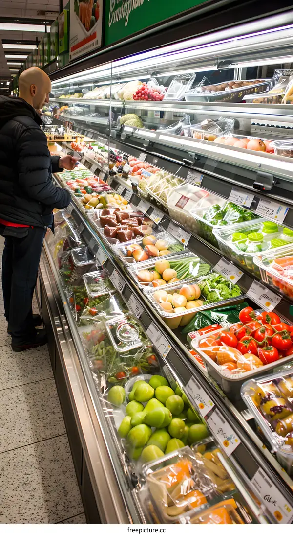 Man Shopping for Fresh Produce at a Grocery Store