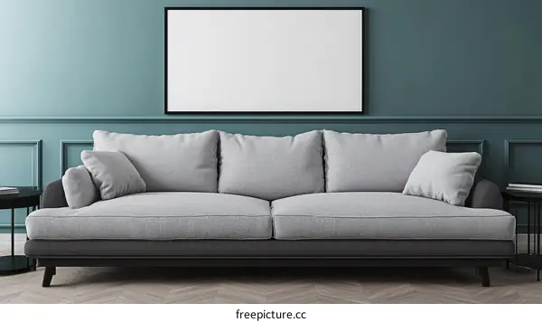 Modern Living Room Interior Design with Gray Sofa