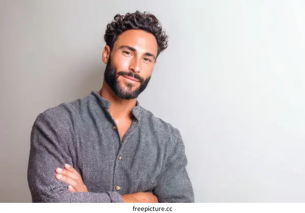 Confident Caucasian Man Studio Portrait