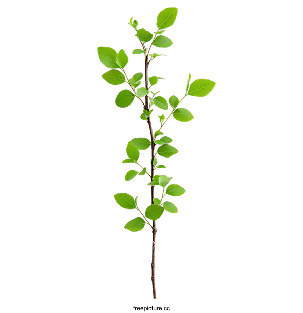 [Transparent Background PNG]Green Branch with Leaves Isolated on transparent background