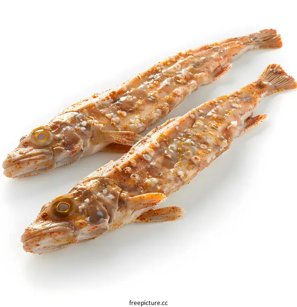 Two red mullets on a white background