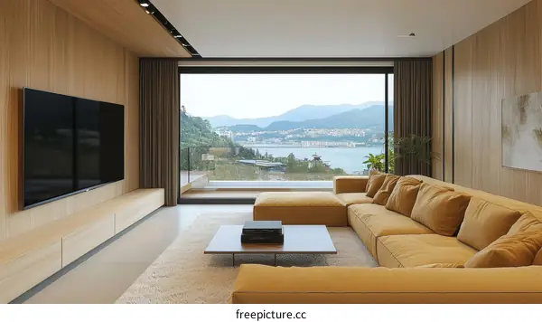 Modern Living Room with Scenic View