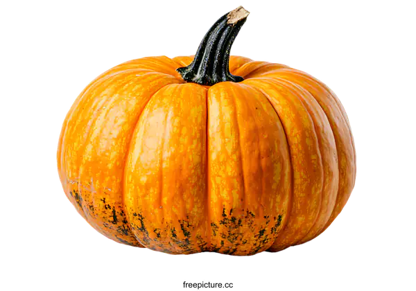 [Transparent Background PNG]Close-up View of a Single Orange Pumpkin