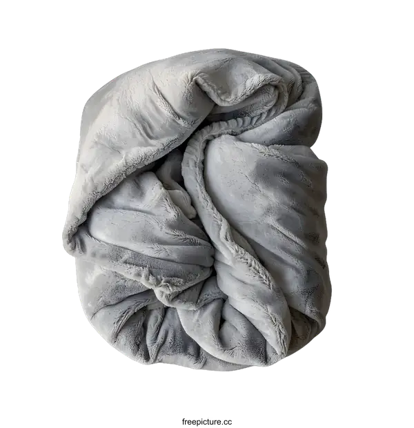 [Transparent Background PNG]Soft Grey Blanket Folded on White Background
