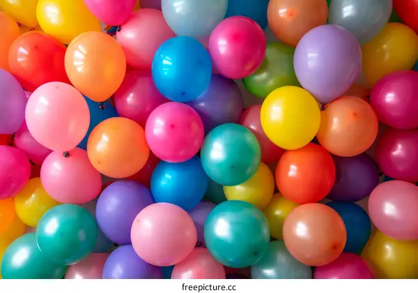 A wall of colorful balloons