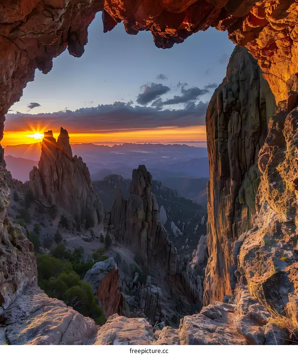 Sunrise View from a Mountain Cave