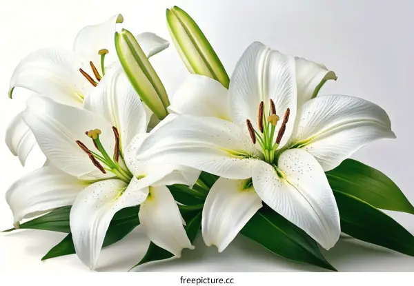 Closeup of Beautiful White Lilies