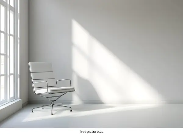 Modern White Chair in a Minimalist Room with Sunlight