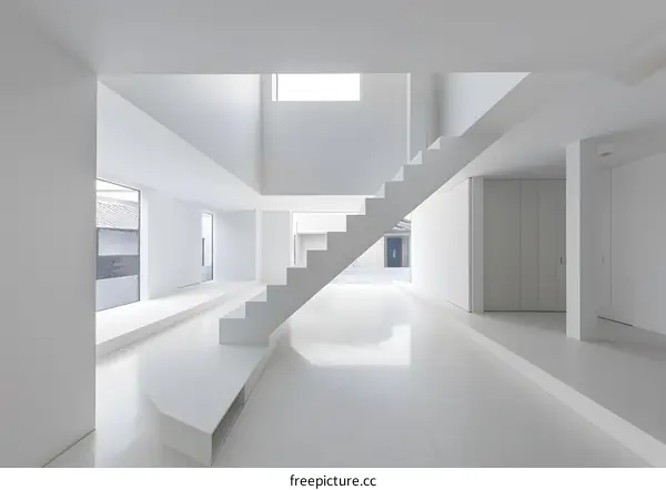 White Minimalist Modern Staircase Interior Design