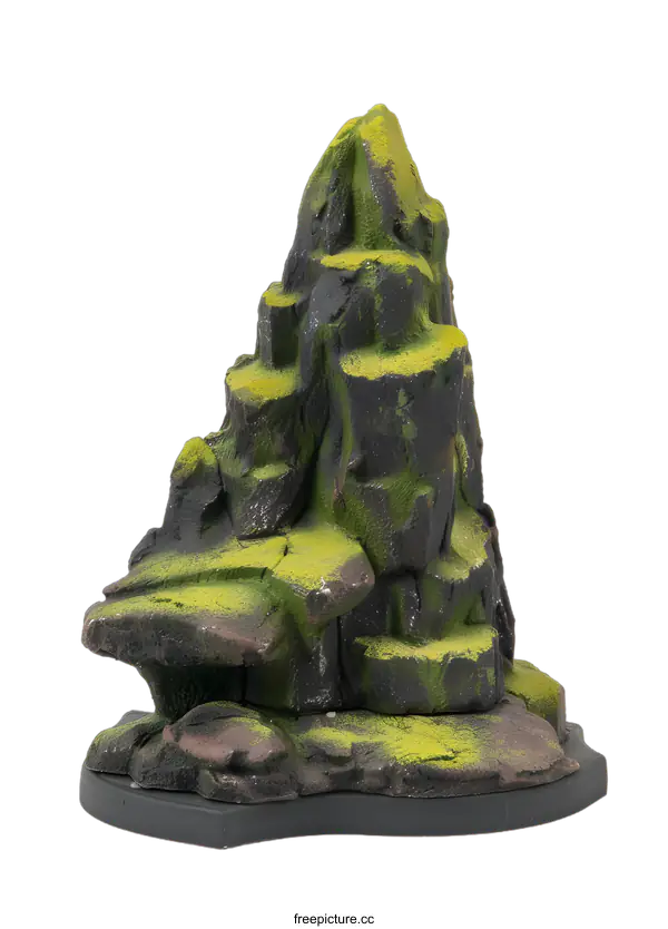 [Transparent Background PNG]Green Mossy Rock Mountain Miniature