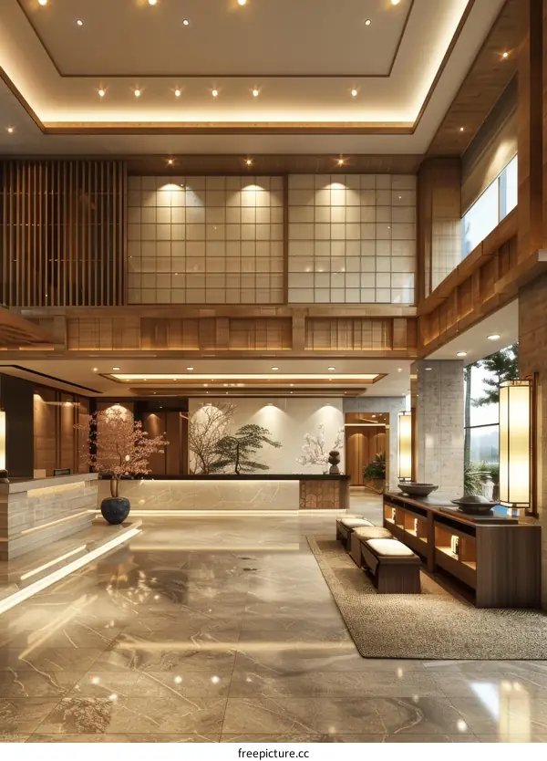 Modern Asian Hotel Lobby Interior Design