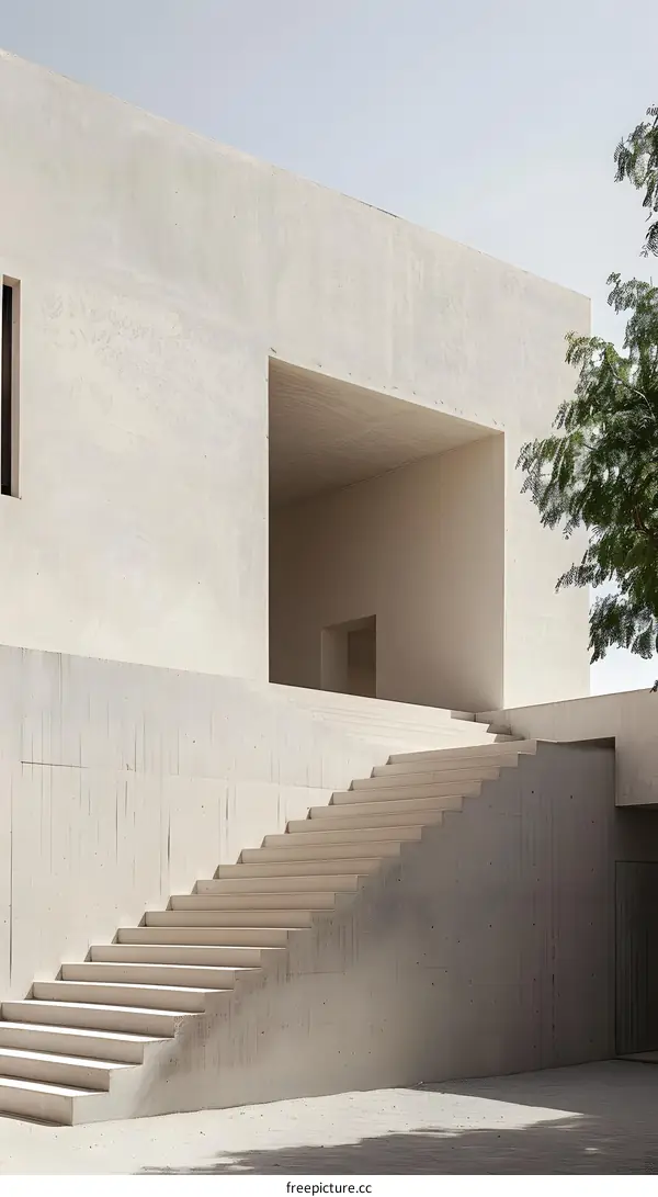 Concrete Staircase and Architectural Design in Minimalist Style