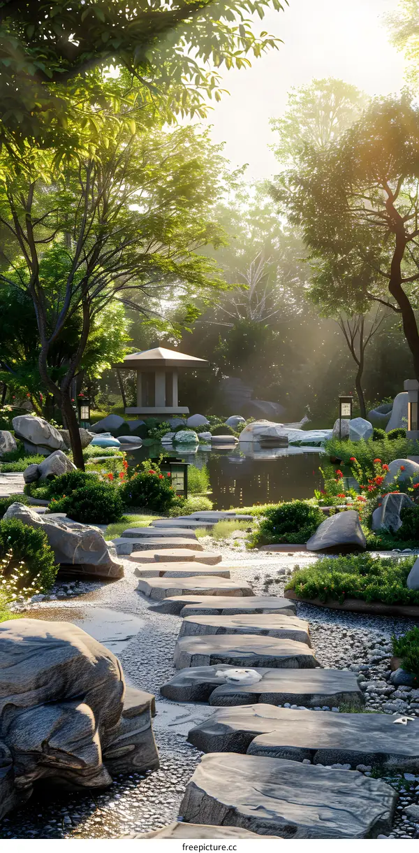 Stepping stones in a Zen garden