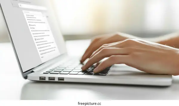Woman Typing on Laptop Computer