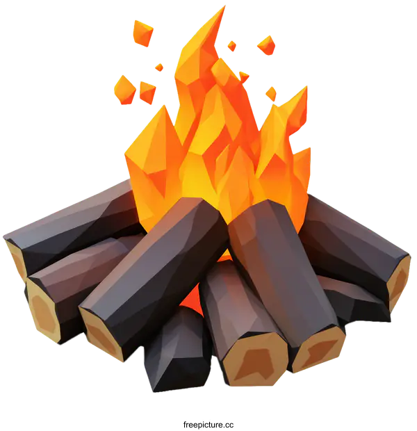 [Transparent Background PNG]Low Poly Campfire Illustration