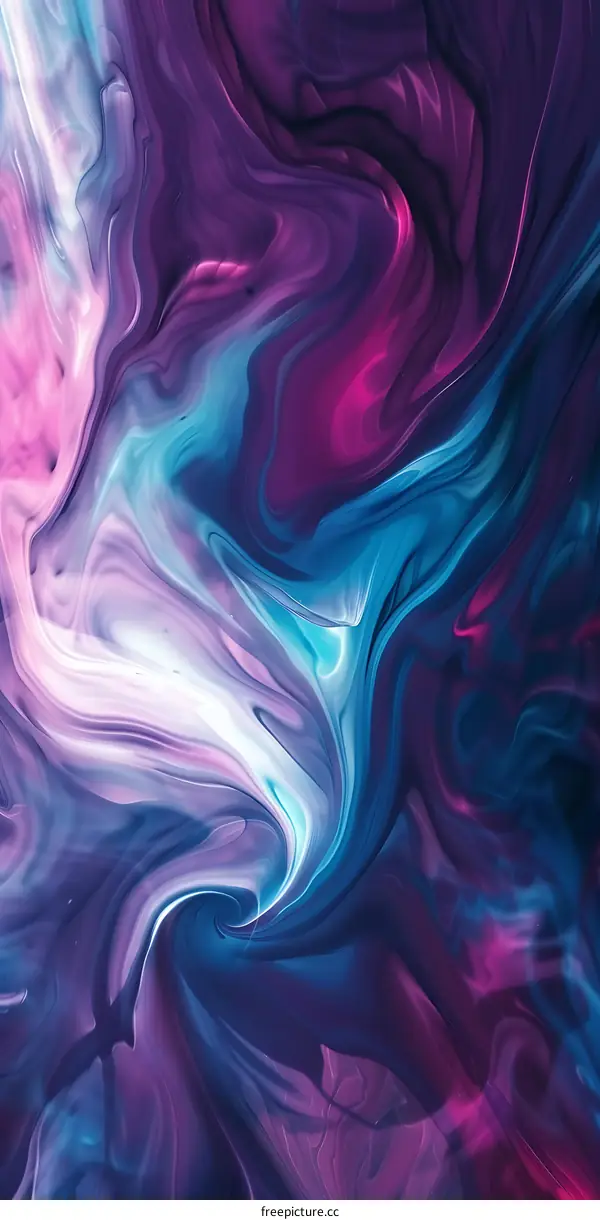 Abstract Liquid Swirls in Purple, Blue, and White