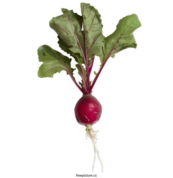 [Transparent Background PNG]Fresh Red Radish with Green Leaves