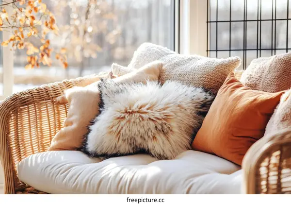 Cozy Autumnal Sofa Cushions Arrangement