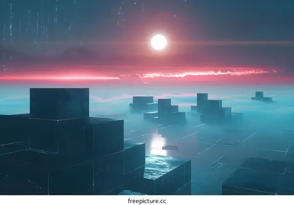 Futuristic Cityscape Digital Art Illustration