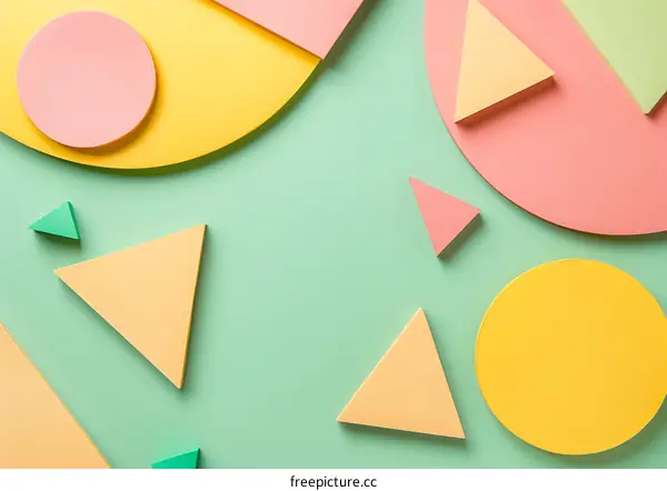 Abstract Geometric Shapes on Green Background