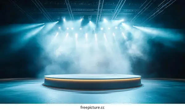 Modern Stage Lighting and Empty Podium