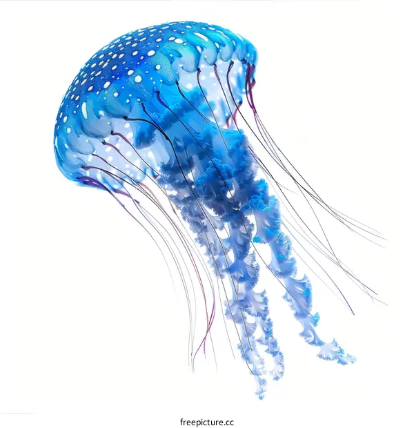 Blue Jellyfish on White Background