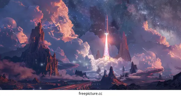 Powerful Rocket Launch into Space