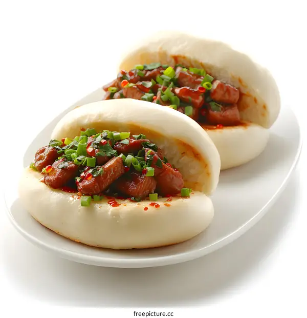 Steamed buns filled with meat and vegetables