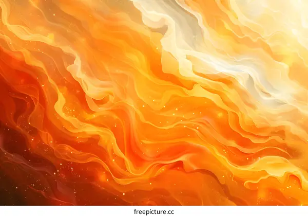 Orange and white abstract fluid painting
