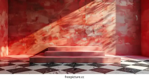 Pink Steps in a Red Room