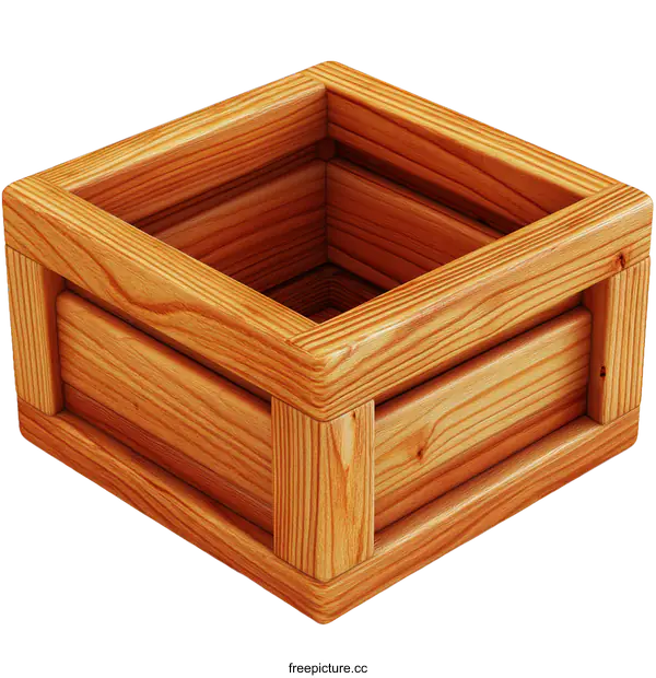 [Transparent Background PNG]Empty Wooden Crate Isolated on White Background