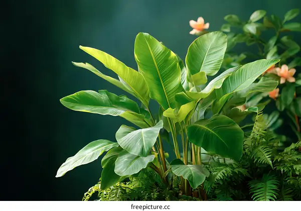 Tropical Plants Lush Green Leaves Background